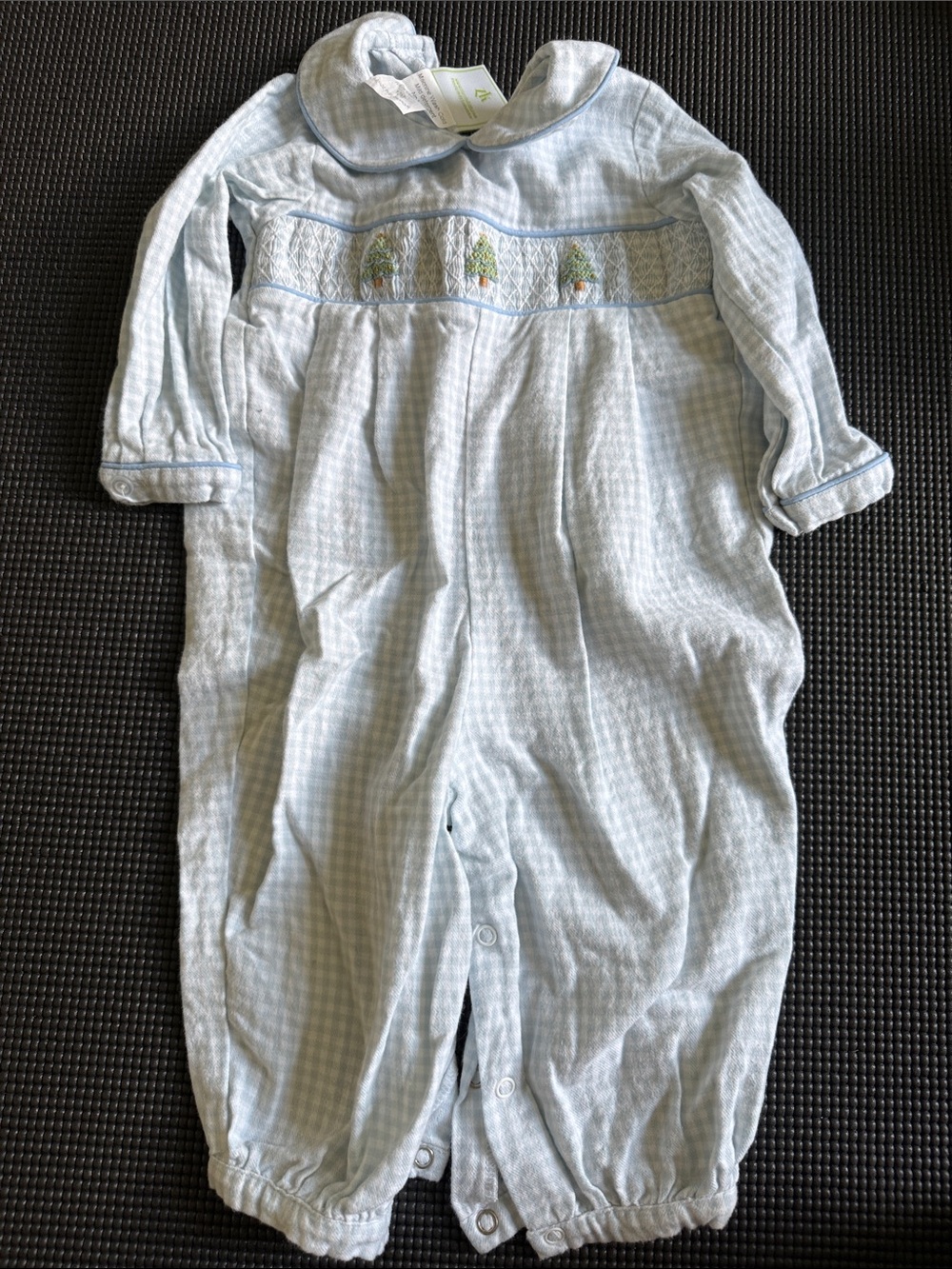 Light Blue smocked Christmas Romper